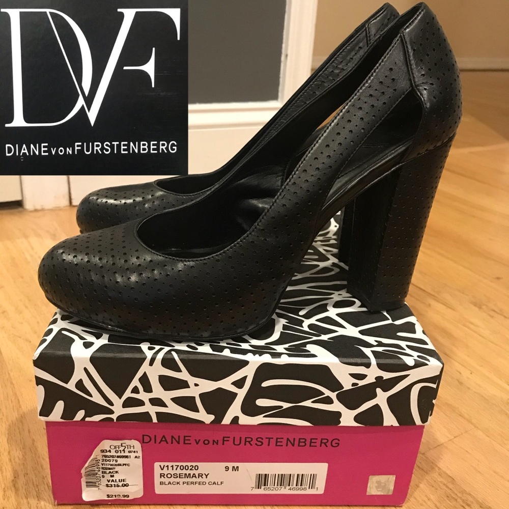 Diane von Furstenberg Black platform sz 9M pumps